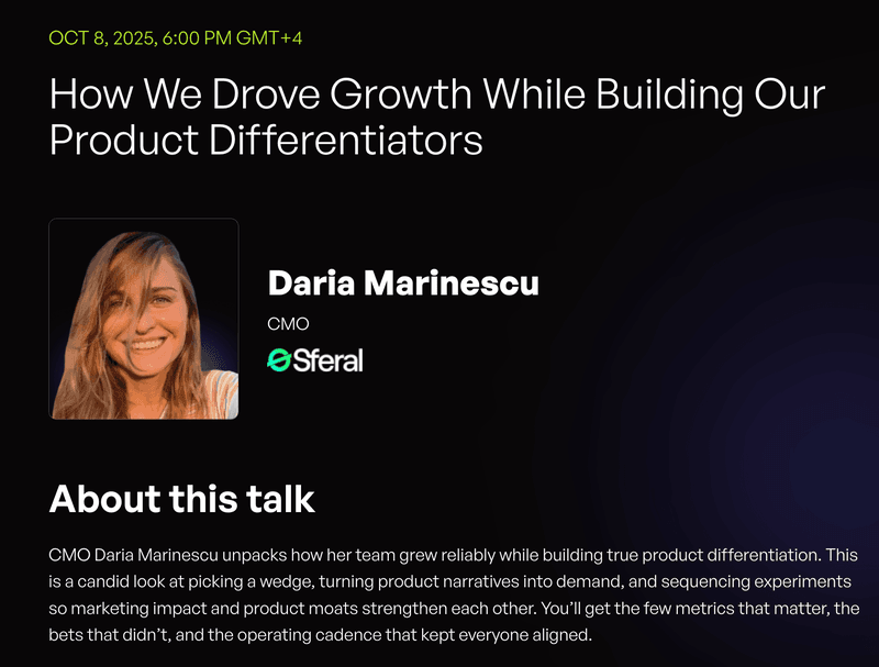 How We Drove Growth While Building Our Product Differentiators – Daria Marinescu (CMO, Sferal)