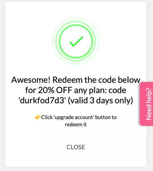 coupon for completing checklist