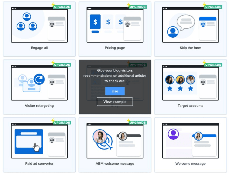 Drift’s playbook templates for different use cases