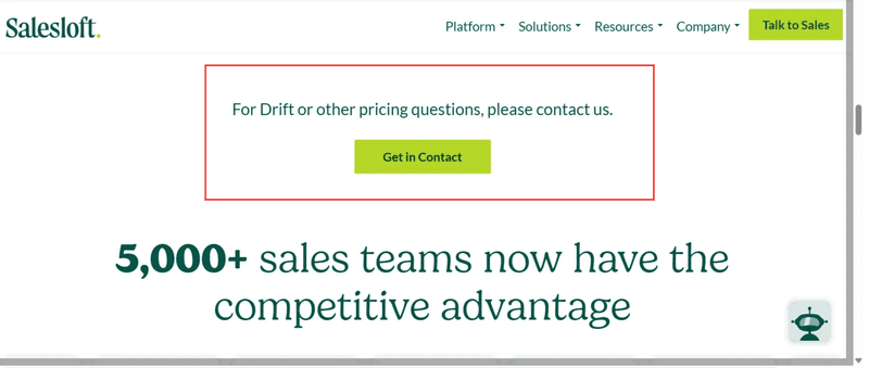 Salesloft pricing page