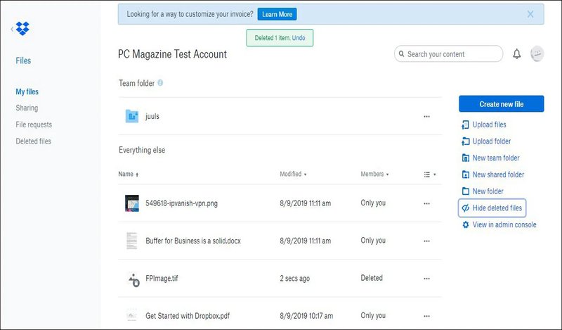 Dropbox dashboards