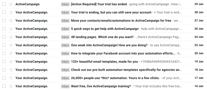 Example contextual email marketing sequence