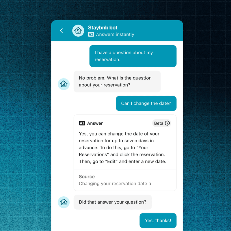 Example of Intercom's AI chatbot interface.