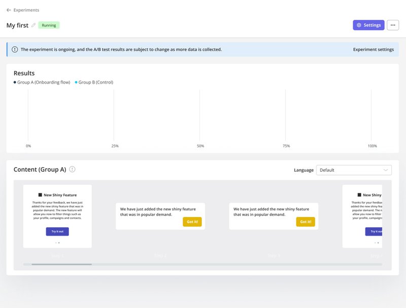 A/B testing in Userpilot