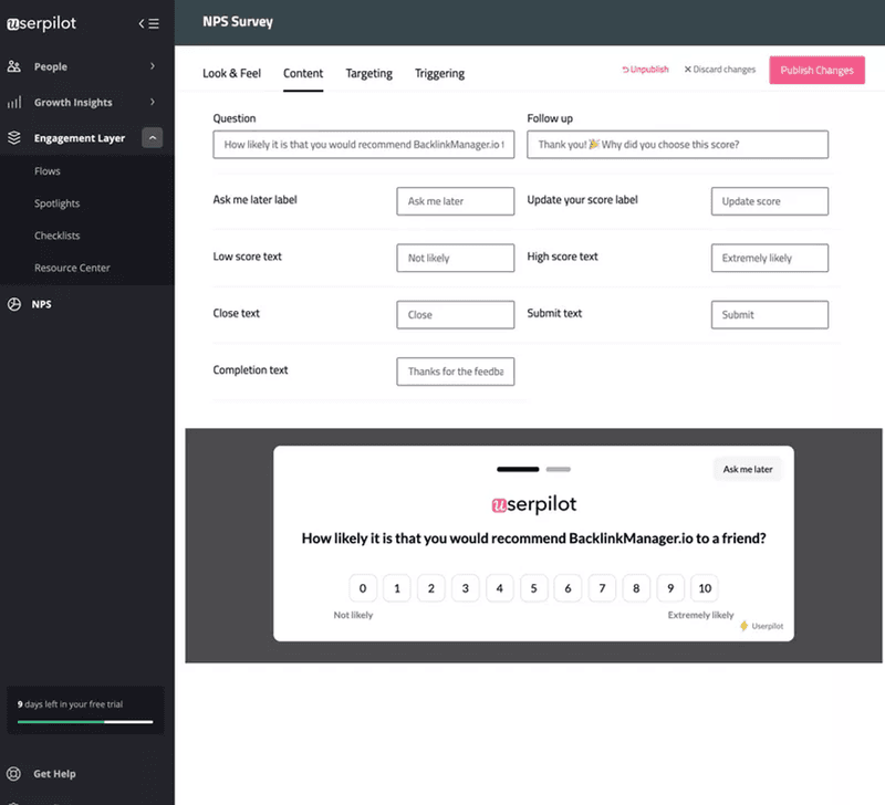 follow up questions nps surveys userpilot