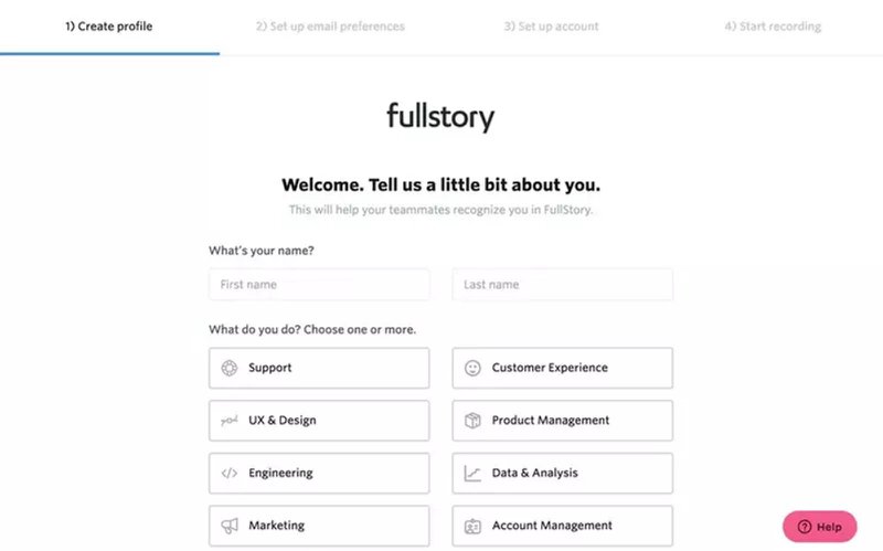 FullStory signup flow