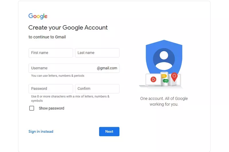 Sign-Up Page Examples: Google