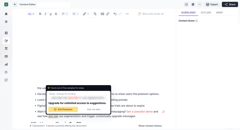 Grammarly's upselling example