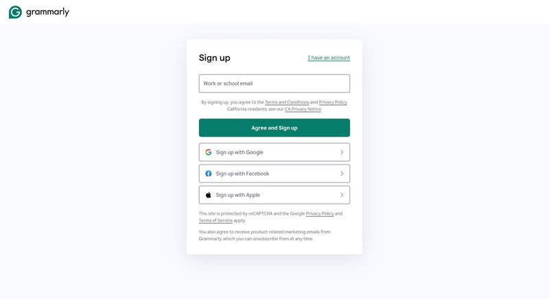 Sign-Up Page Examples: Grammarly