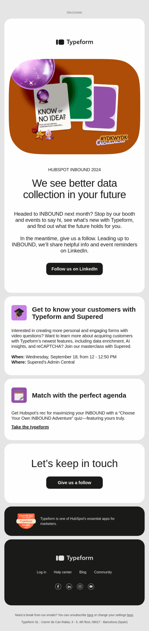typeform community building email