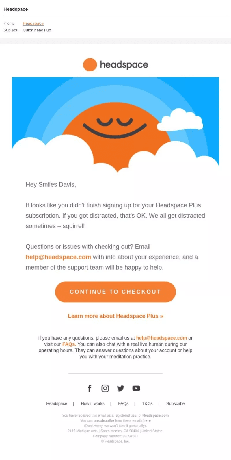 Headspace-email-marketing-automation-examples