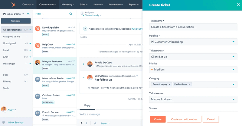 HubSpot advanced ticket management system
