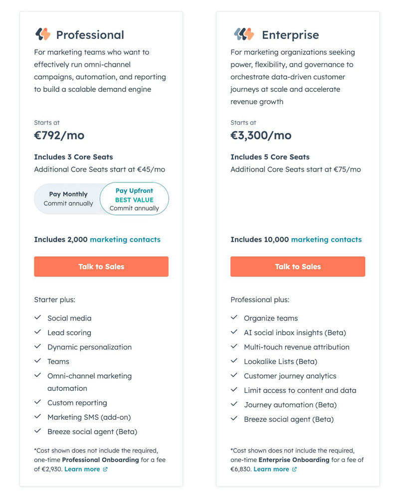 HubSpot Marketing Hub pricing via HubSpot