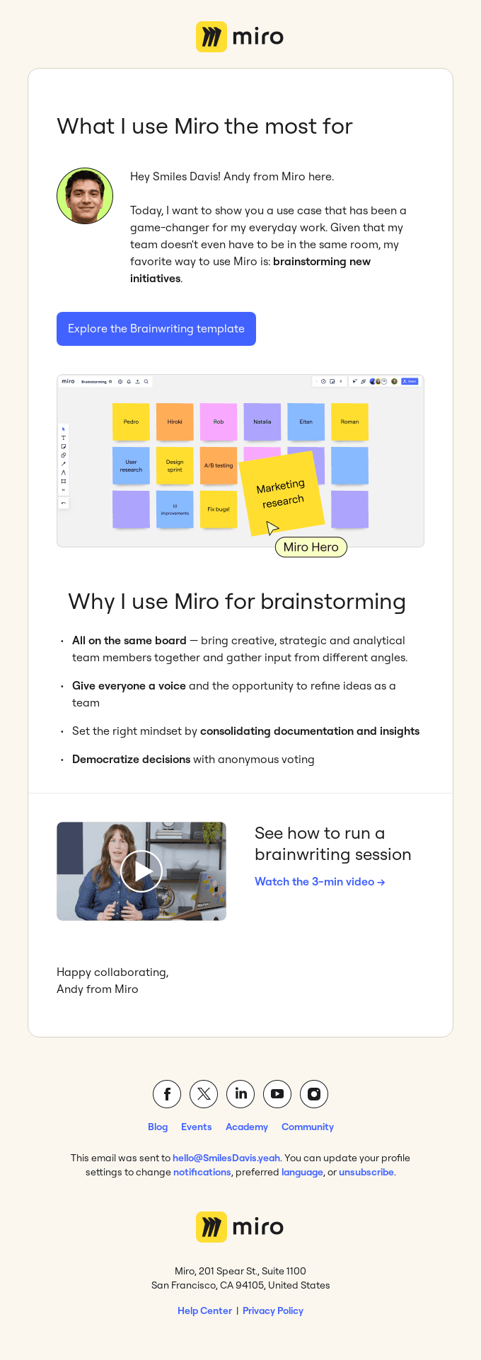 miro secondary onboarding email sequence