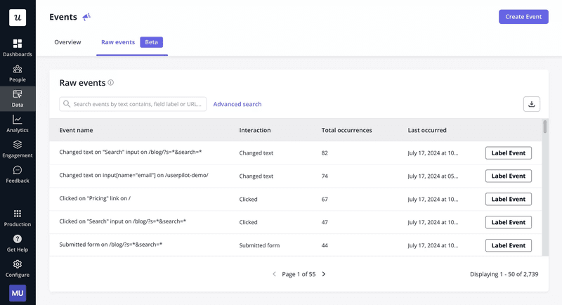 Automatically capture all events with Userpilot.