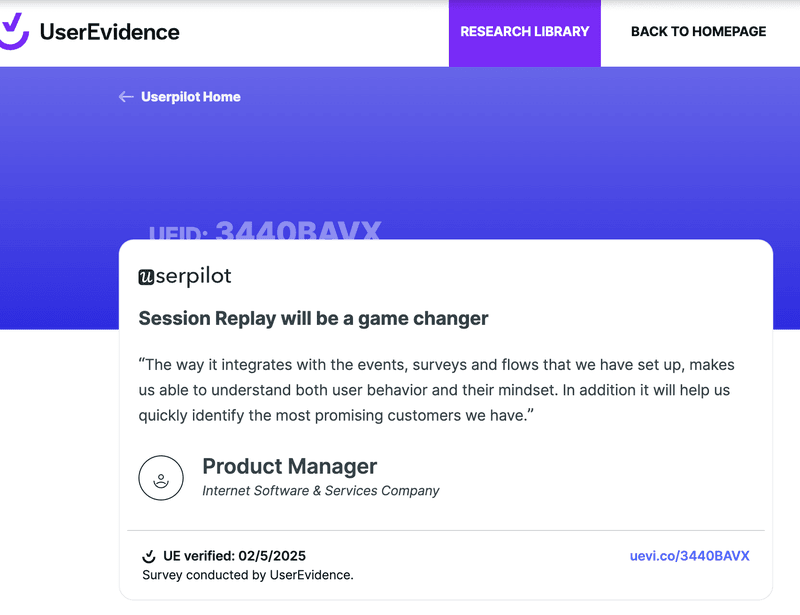 A user's review of Userpilot’s session replay feature.