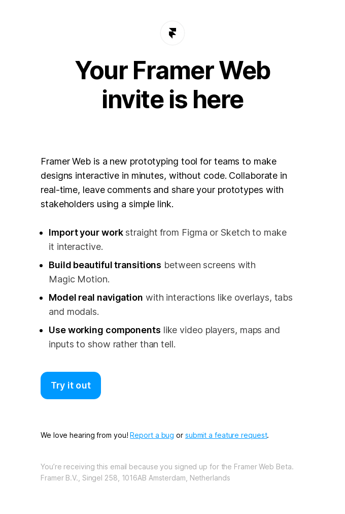 Framer invitation
