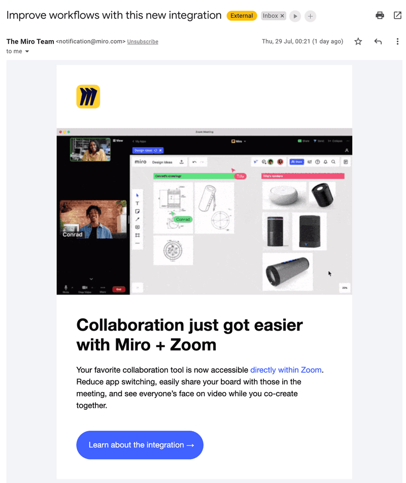 Intégration de Miro et Zoom. Une annonce que de nombreux utilisateurs attendaient.