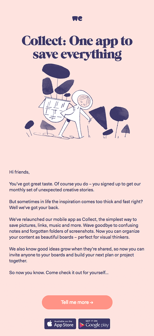 Collect’s email announcement