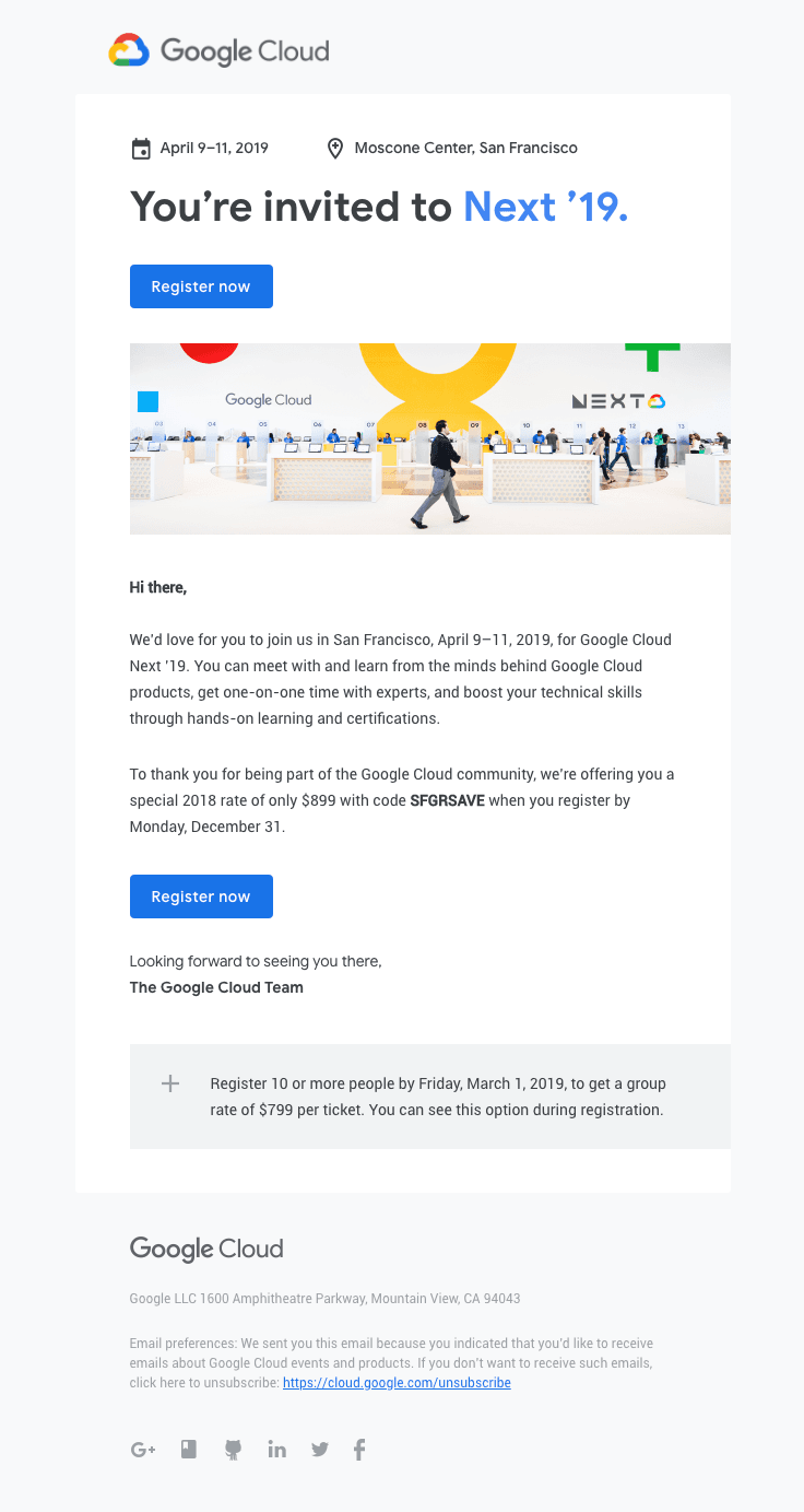 Google’s email invitation