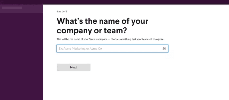 Slack-welcome-page
