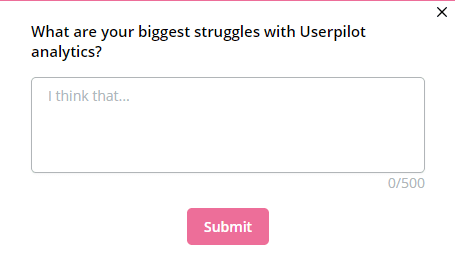 Open-ended question in an in-app survey on Usepilot