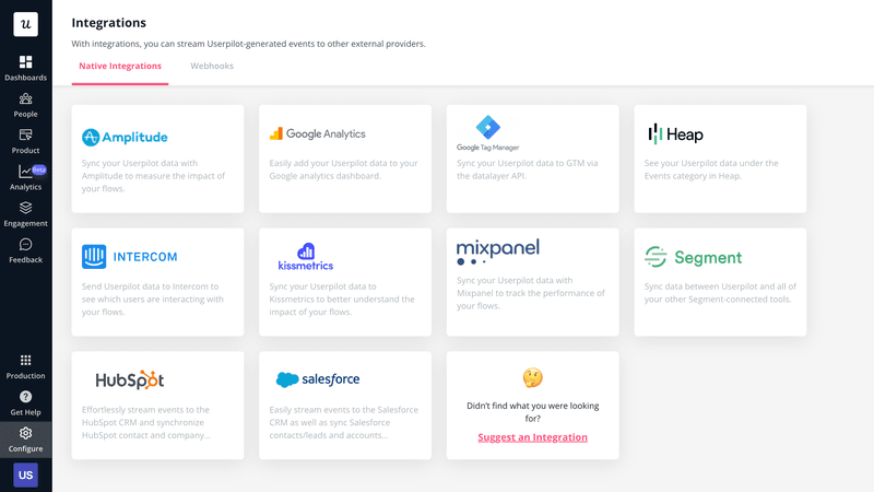 Userpilot intergrations