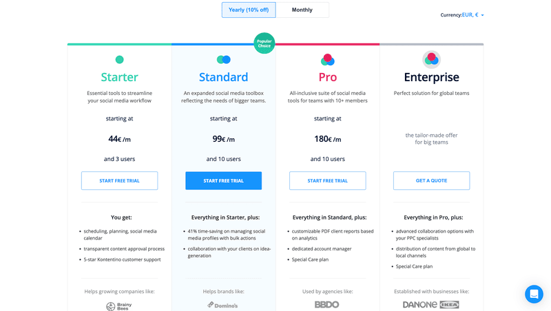 Kontentino pricing