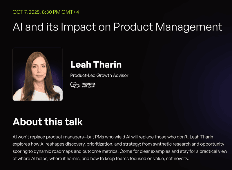 AI and Its Impact on Product Management – Leah Tharin (Product-Led Growth Advisor) 