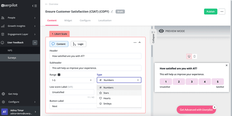 Likert scale satisfaction survey