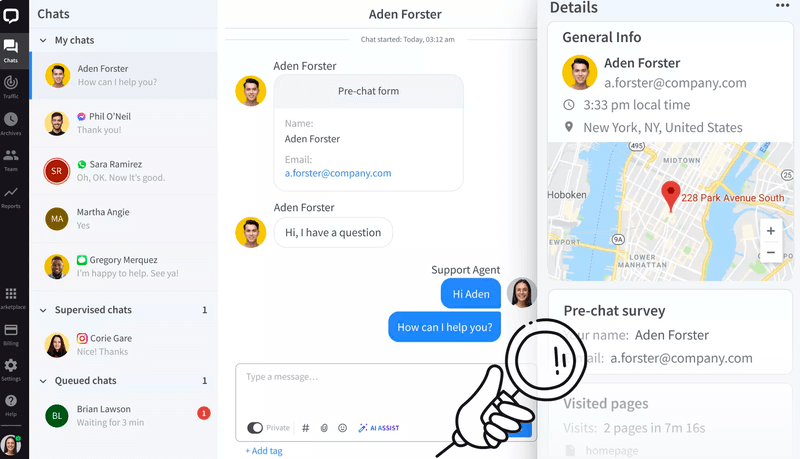 LiveChat in-app support