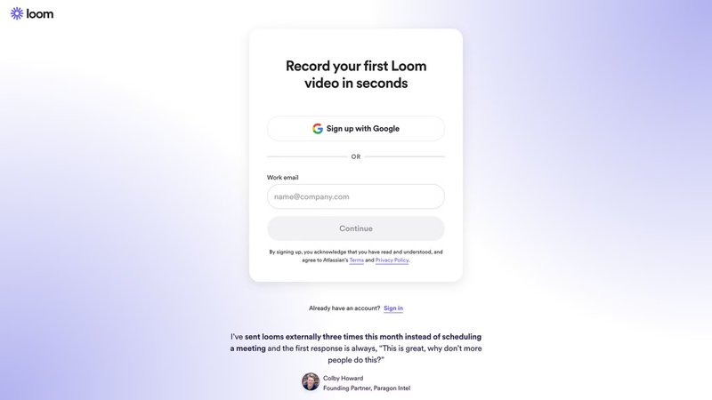 Sign-Up Page Examples: Loom