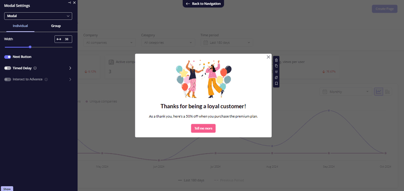 Loyalty modal pop-up in Userpilot.