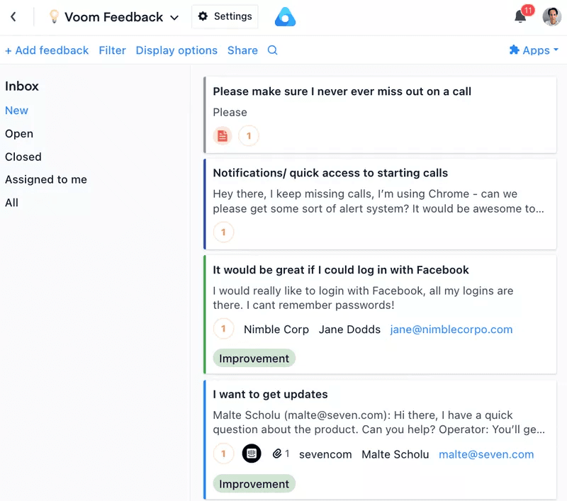 feature request management in Voom