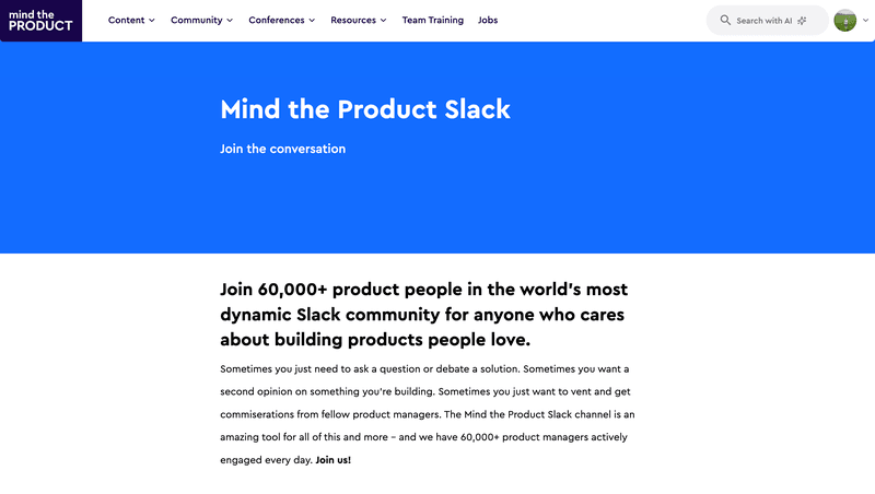 Mind the product slack page.