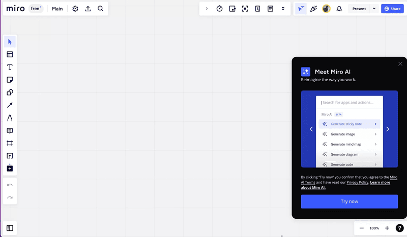 Example of new feature announcement from Miro.