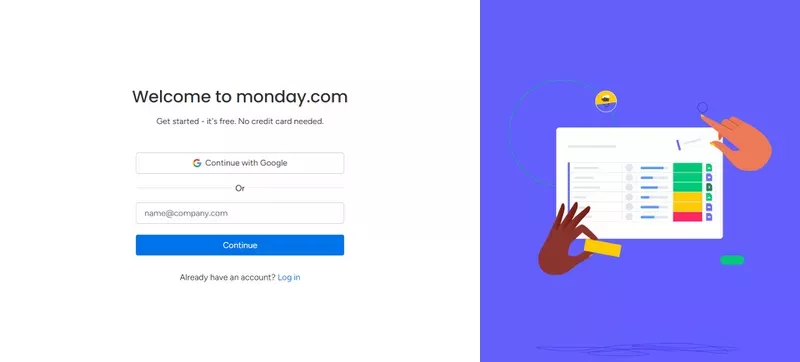 Sign-Up Page Examples: Monday.com