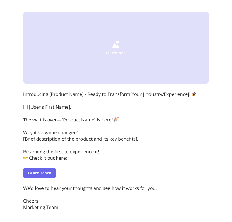 feature update email template in userpilot