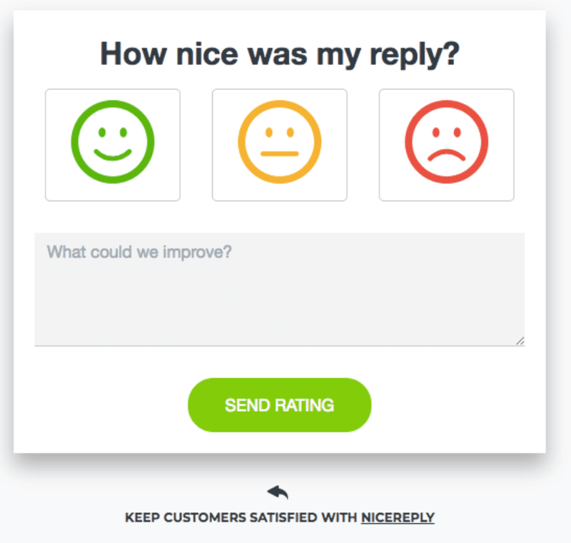 Nicereply Customer satisfaction survey (CSAT) form screenshot