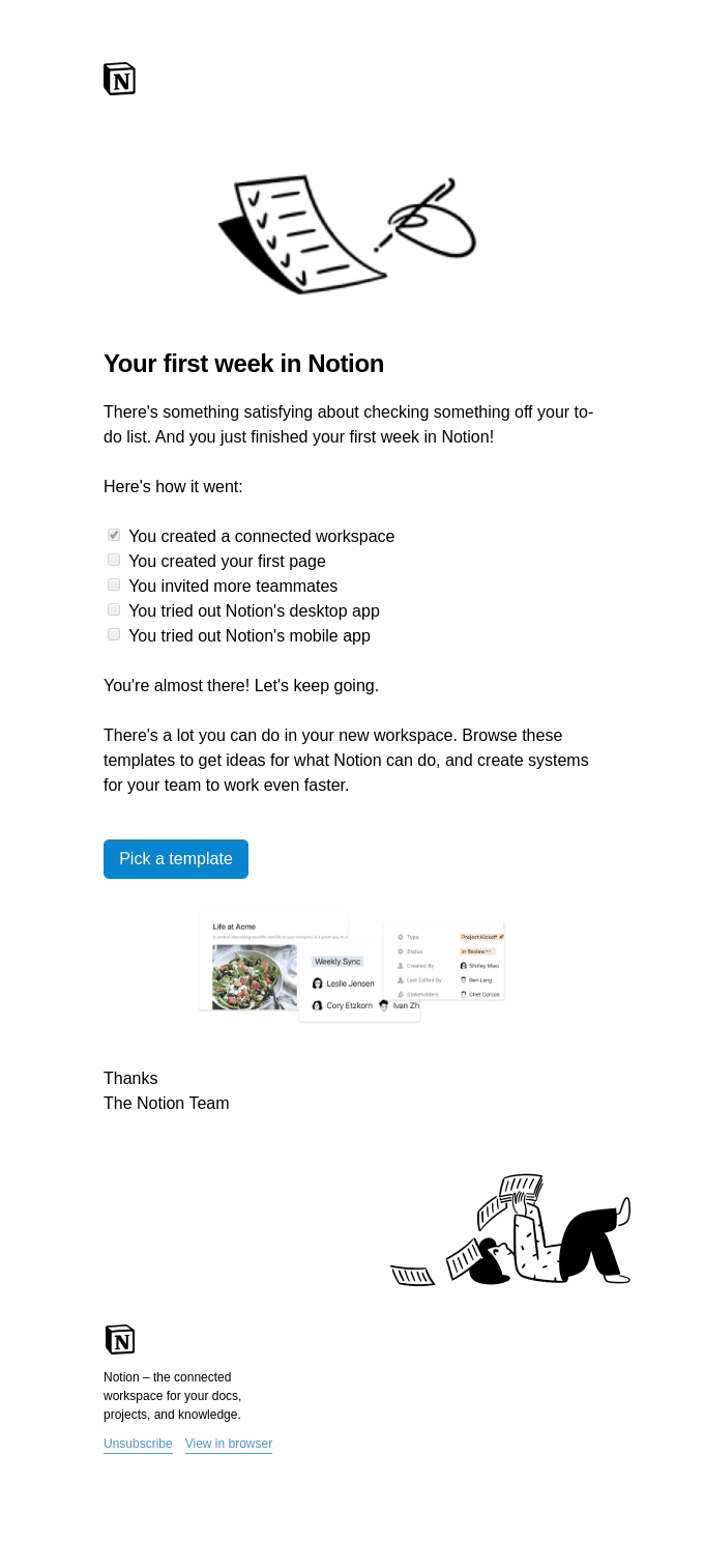 Notion onboarding email template.