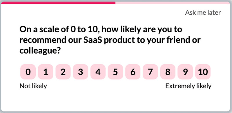 Survey question for measuring NPS metric