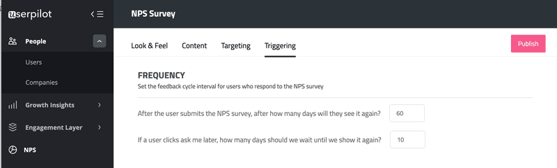 nps survey frequency userpilot