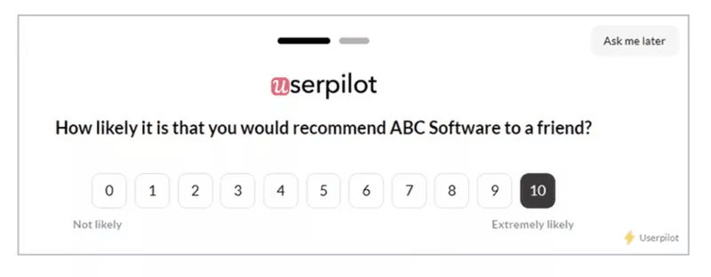 nps survey example userpilot