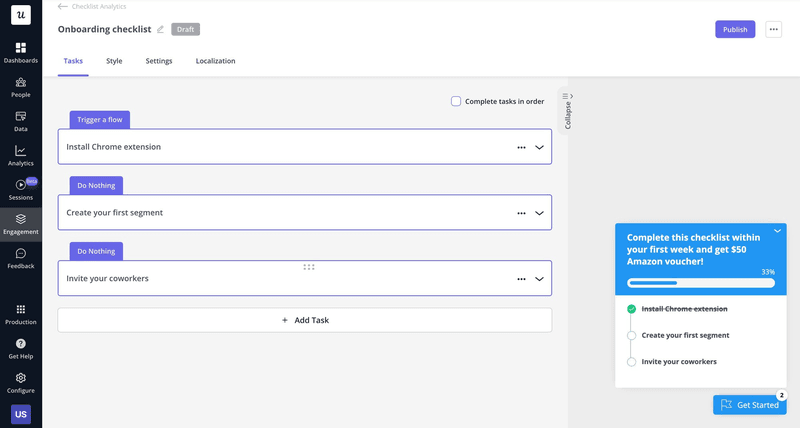 Onboarding checklist for end-user training