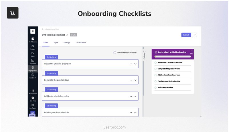 Customer onboarding checklists.