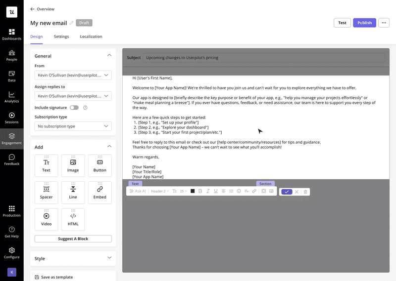 Send timely onboarding emails to the right user segment with Userpilot