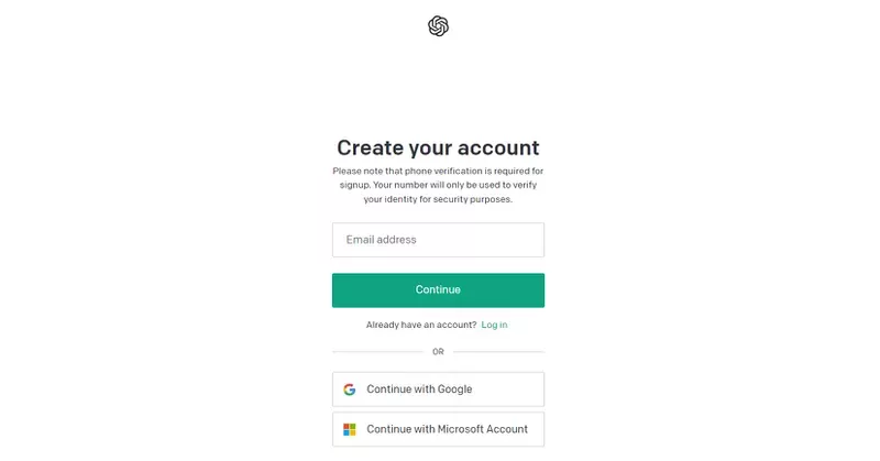Sign-Up Page Examples: ChatGPT
