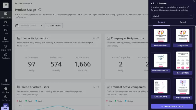 product tour examples: UI pattern template library