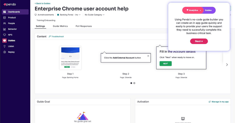 Pendo Guides examples