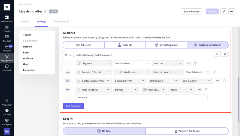 Customer Onboarding Strategies Audience settings in Userpilot enable onboarding personalization